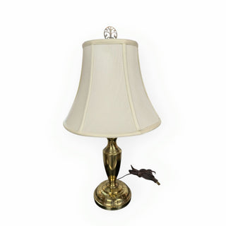 Brass Table Lamp with Ivory Shade - 24"h x 14"d