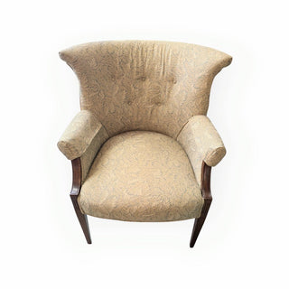 Gold Upholstered Chair with Mahogany Frame