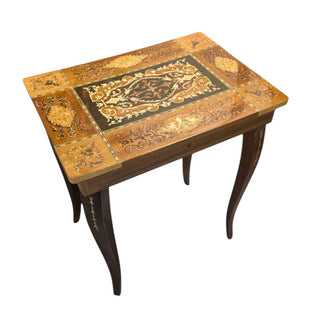 Inlaid Music Box Keepsake Table, As Is, 16.5"h x 14.5"w x 10.5"d