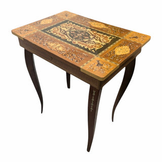 Inlaid Music Box Keepsake Table, As Is, 16.5"h x 14.5"w x 10.5"d