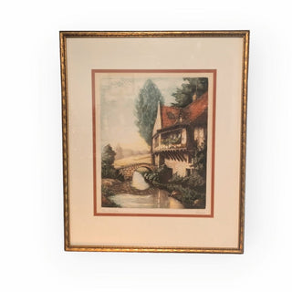 Charlot Colored Etching " Mill on Sambre River", signed