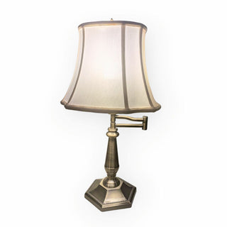 Brass Finish Swing Arm Lamp with Shade (As Is)- 21"h x 11"w x 9"d