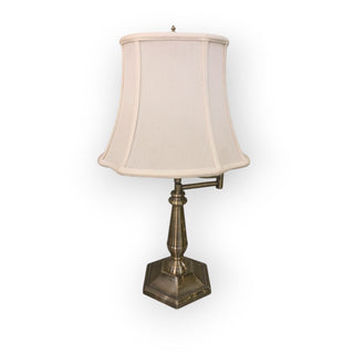 Brass Finish Swing Arm Lamp with Shade (As Is)- 21"h x 11"w x 9"d