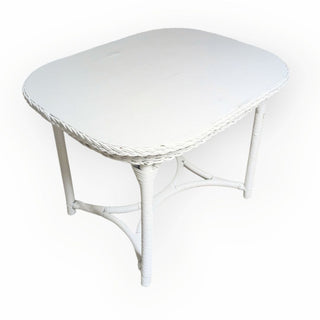 White Wicker End Table