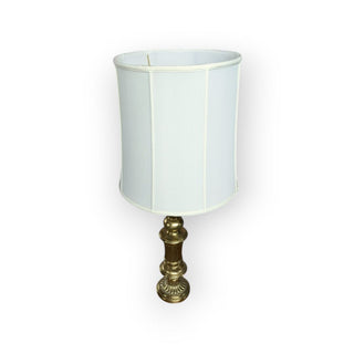 Large Brass Table Lamp with Ivory Drum Shade