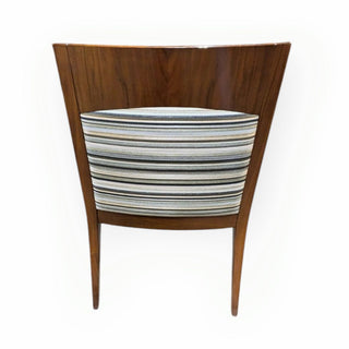 Wood Arm Chair with Striped Upholstered Seat