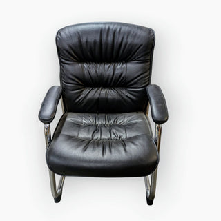 Faux Leather and Chrome Arm Chair