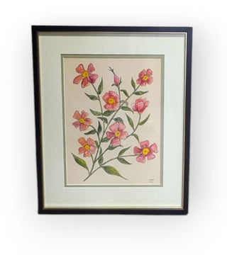 Artwork of Pink Flowers in Black Frame