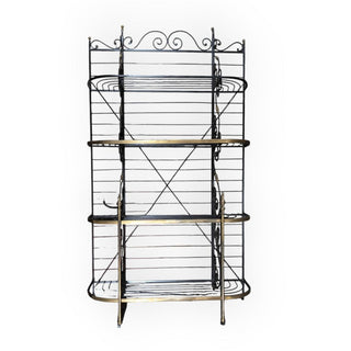 Large Metal Baker's Rack with 4 Shelves, Brass Accents