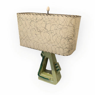 MCM Green Ceramic Lamp with Shade