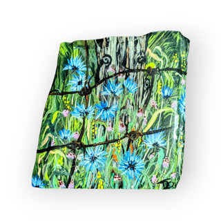 Handpainted Blue Flowers on Slate