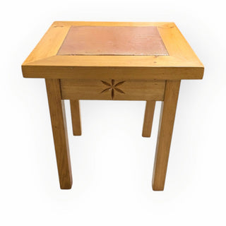 Wood Small Side Table with Tile Top