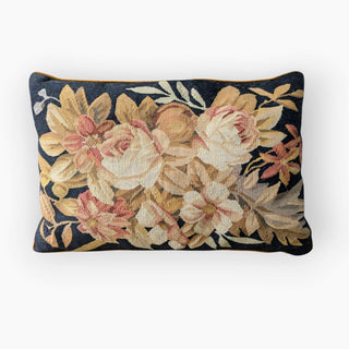 Vintage Beautiful Velvet Backed Floral Tapestry Accent Pillow