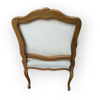 Beautiful Carved Wood Chair with Needlepoint Flower Design Upholstery