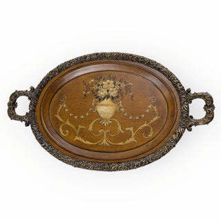 (Two Piece Set) Beautiful Gilded Edge Tray with Metal Display Easel