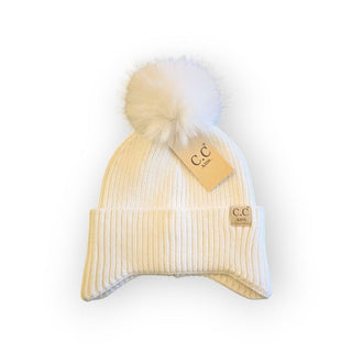 C.C Kids Beanie  Ear Cover Flap Pom Beanie