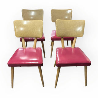 (5 piece set) Vintage MCM 1950s Formica Table with 4 Chairs, Chair: 17Wx20Dx32.25H  Table: 48wx36Dx29.5H  Leaves: 11.5Wx36Dx5H (each)