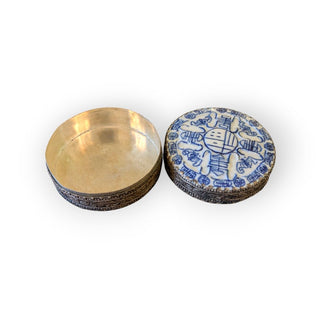 Blue White Trinket Box 3"