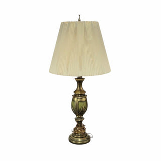 Vintage Brass and Green Lamp with Shade  19wx19dx40h