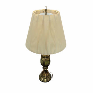 Vintage Brass and Green Lamp with Shade  19wx19dx40h