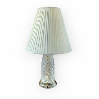 Diamond Pressed Glass Lamp with Fabric Shade