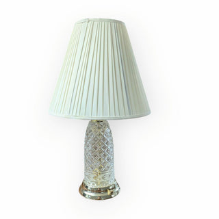 Diamond Pressed Glass Lamp with Fabric Shade