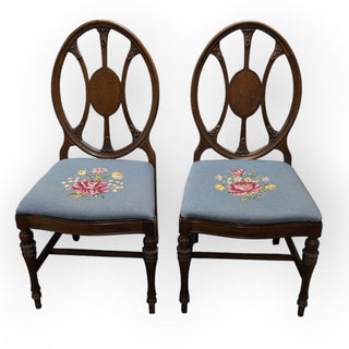 Vintage Wooden Chair with Cross Stitching 20Wx23Dx39H