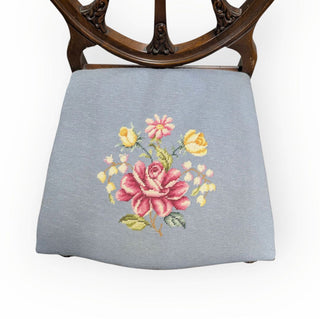 Vintage Wooden Chair with Cross Stitching 20Wx23Dx39H