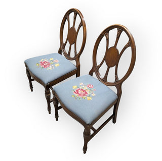 Vintage Wooden Chair with Cross Stitching 20Wx23Dx39H