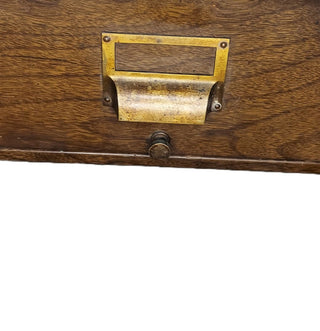 1940s Large Metal Drawer Catalog Cabinet - Faux Wood design with wood table top