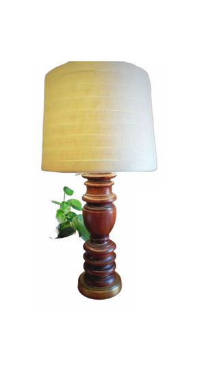 Midcentury Segmented Wood Table Lamp With Brass Base (SHADE NOT INCLUDED) FIRM