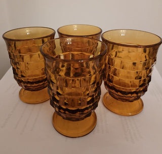 Indiana Glass Co. Footed Amber Juice Glasses SET OF 4