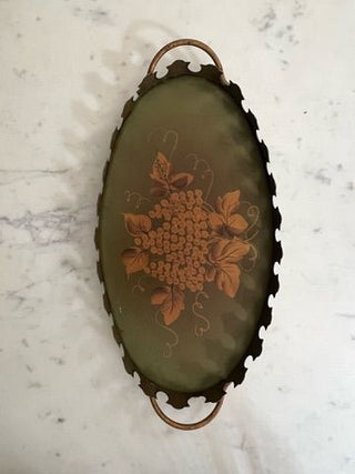 Metal Grapes Vintage Tray