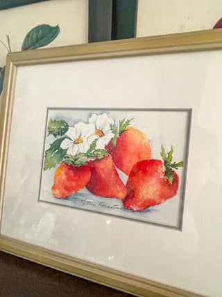 Framed Strawberry Watercolor  13.5"x11.5"
