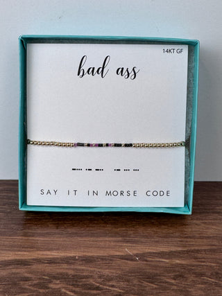 Bad Ass Morse Code Bracelet | Gold