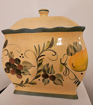 Vintage Handpainted Nonni's Biscotti Jar & Lid (2 Pieces)