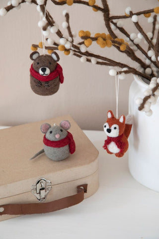 Brown Bear w/Scarf Felt Ornament