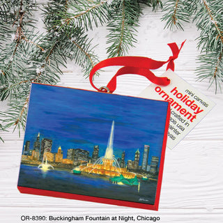 Chicago Buckingham Fountain at Night, Canvas Ornament