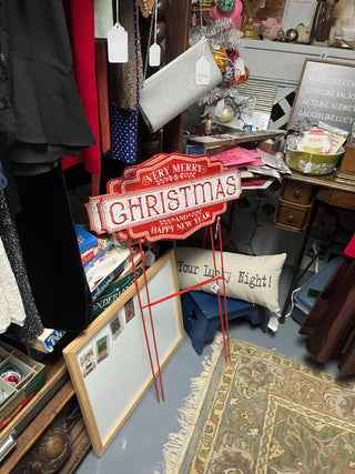 Merry CMAS & Happy NY Garden Metal Stake-New