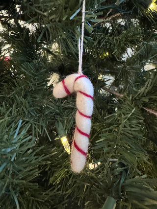 Candy Cane Felt Ornament - Single