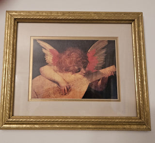 Framed Print of Cherub Playing Lute