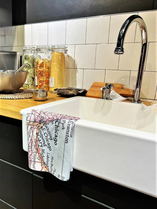 Chicago Illinois Map Waffle Weave Kitchen Towel Tea Towel