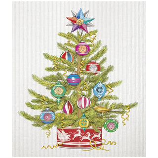 Christmas Tree with Vintage Ornaments Sponge Cloth