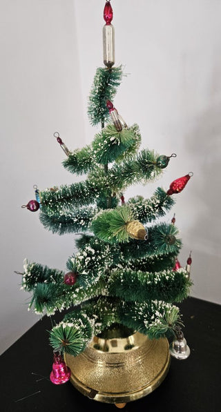 Vintage Bottle Brush Christmas Tree Music Box