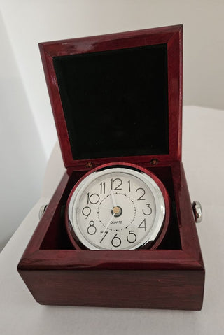 Vintage-Style Desk Clock in a Wooden Box