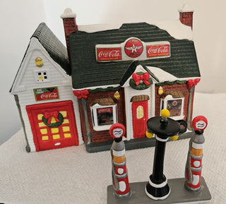 Coca Cola Town Square Collection Flying A Gas Station & Gas Pump 2 Pieces