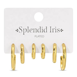 Set of 3 Graduating Textured Hoop Earrings | Gold Plated