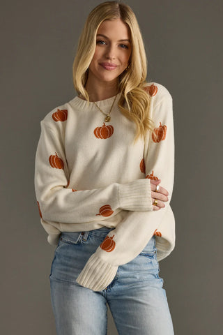 Autumn Pumpkin Super Soft Knit Sweater – Cozy Women’s Fall Sweater