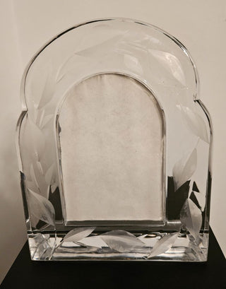 Crystal Arched Picture Frame with Frosted Leaf Design