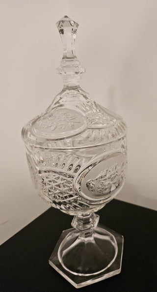Vintage Footed Crystal Candy Dish with Lid (2 pieces)